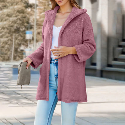 Adina Damen Teddyjacke Kapuze Locker Passform
