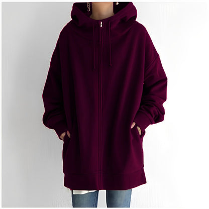 Eveloria Damen Fleece Hoodie Reißverschluss Grau