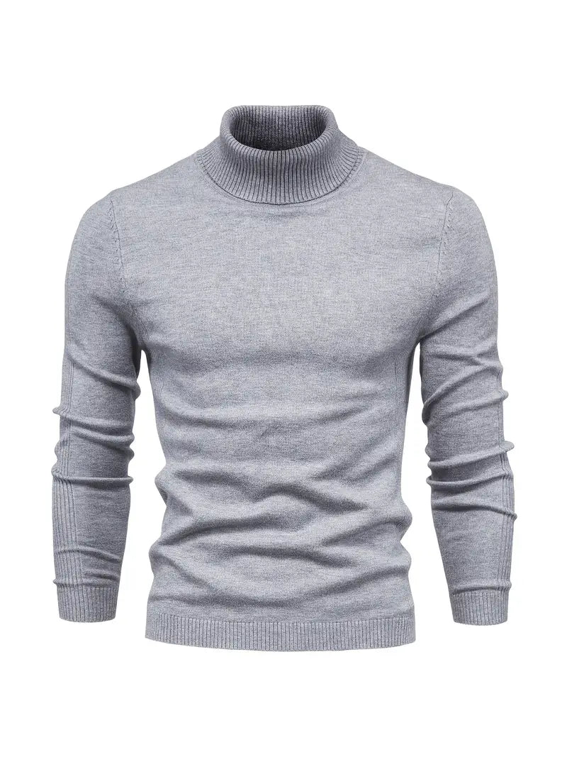 Herren Rollkragenpullover Slim Fit Langarm Strick
