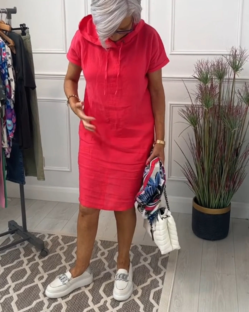 Eveloria Damen Freizeitkleid Kurzärmelig Mit Kapuze