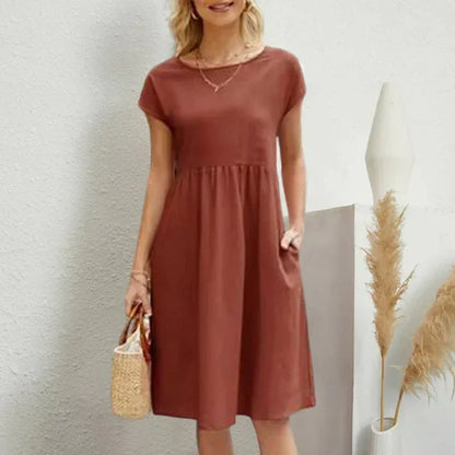 Eveloria Damenkleid Baumwolle Rundhalsausschnitt