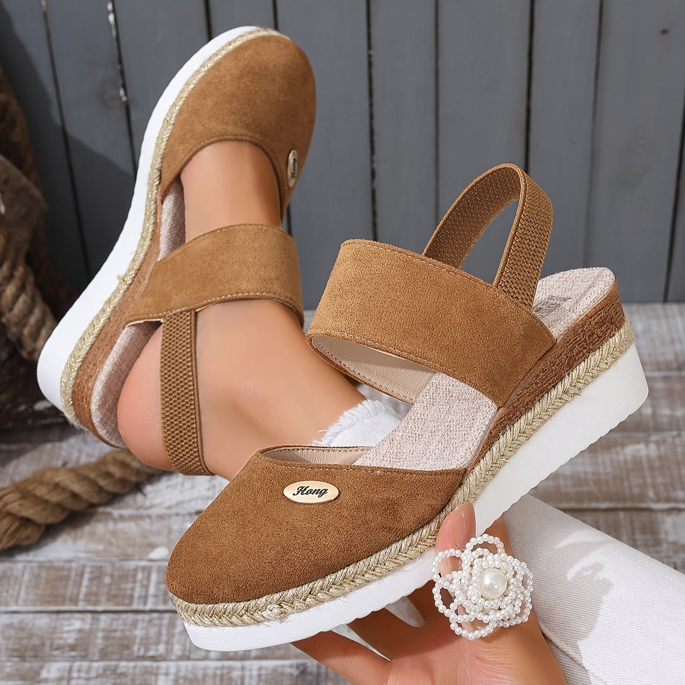 Damen Sandalen Plattform Rutschfest Elastisch