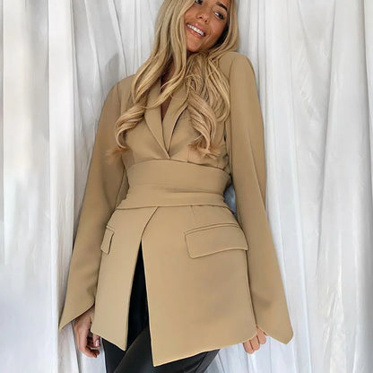 Eveloria Damen Blazer Mit Gürtel