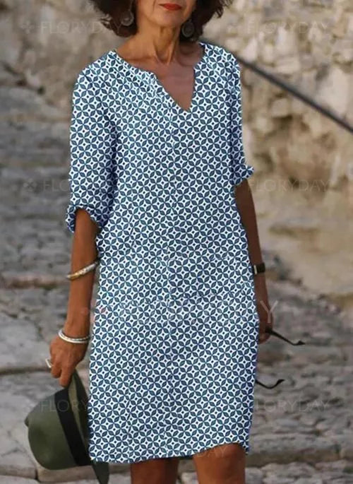 Damen Sommerkleid 3/4-Ärmel Minikleid
