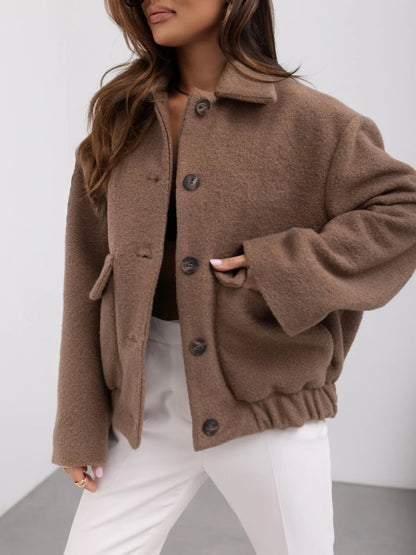 Damen Kurzjacke Große Taschen Alltag