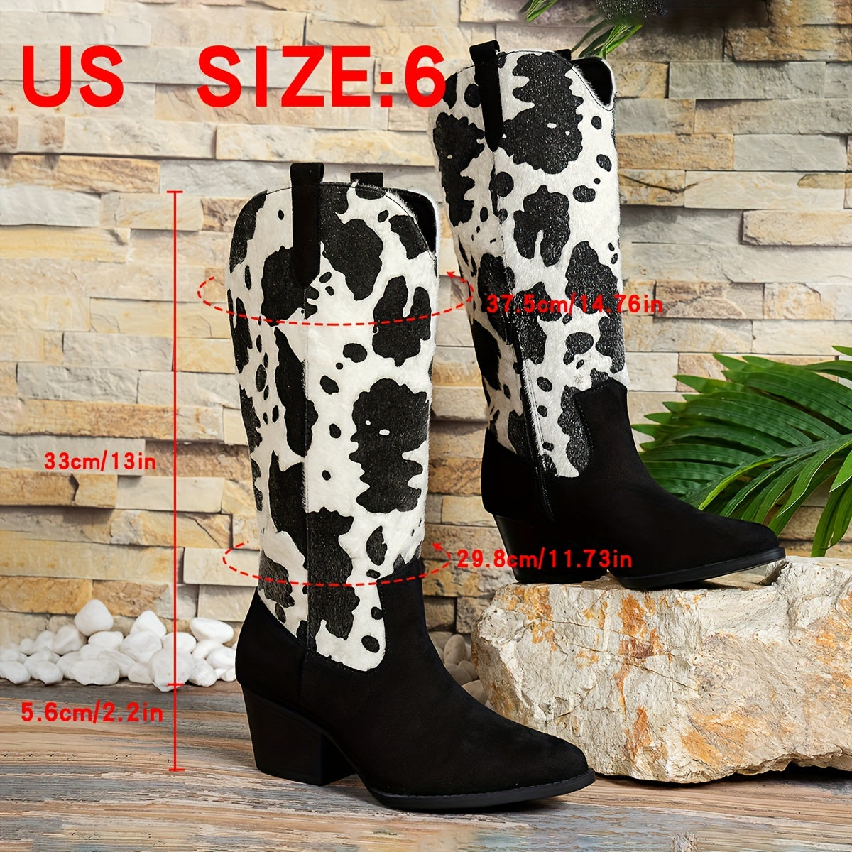 Eveloria Damen Cowboy-Stiefel Blockabsatz Spitze