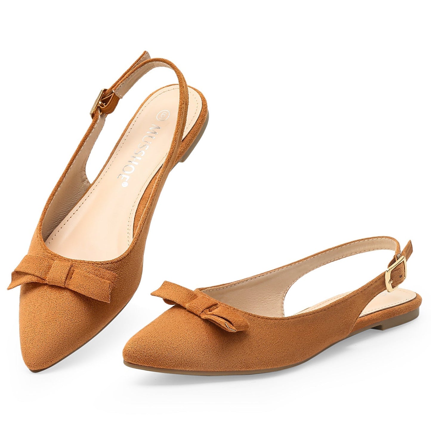 Eveloria Damen Slingback Sandalen Schleife Flach