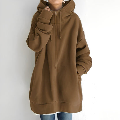 Eveloria Damen Fleece Hoodie Reißverschluss Grau