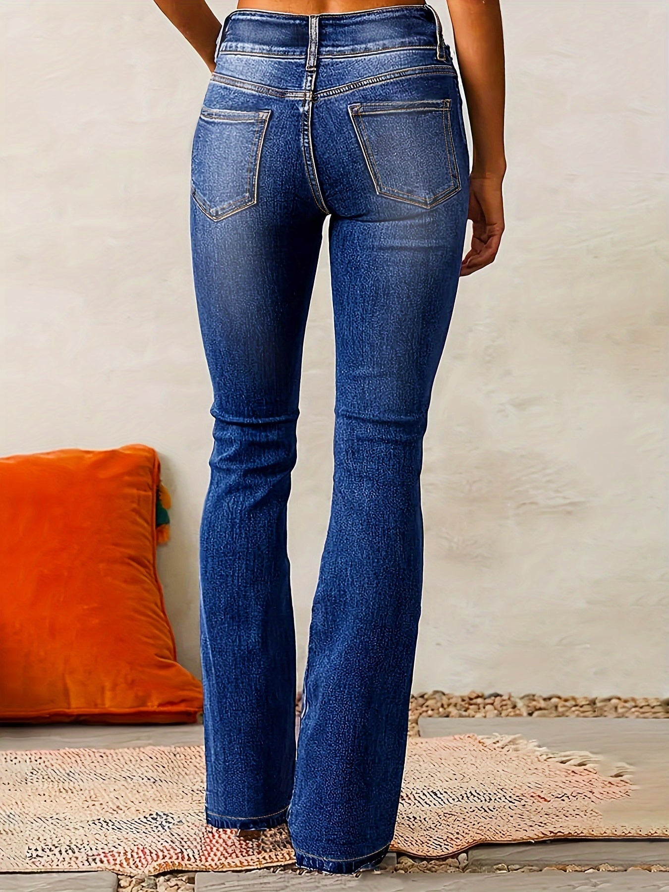 Damen High-Waist Jeans Weite Bein