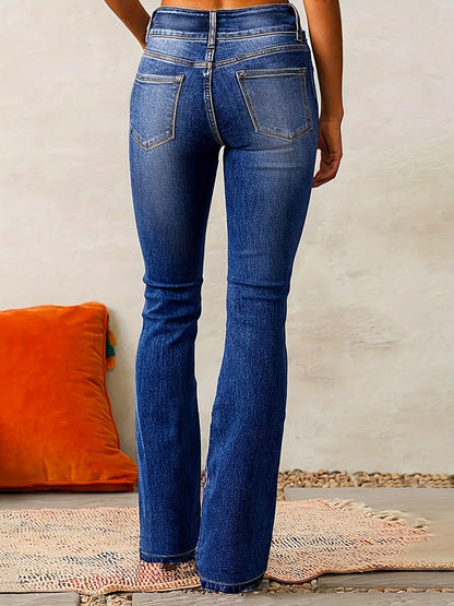 Damen High-Waist Jeans Weite Bein