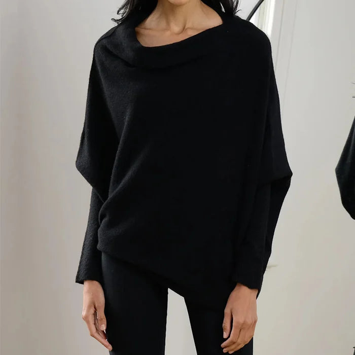 Eveloria Damen Asymmetrischer Pullover Drapiert