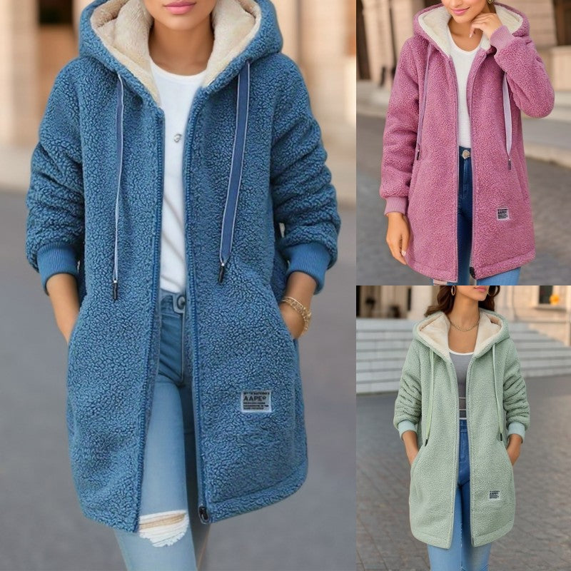 Damen Fleecejacke mit Kapuze Kuschelig