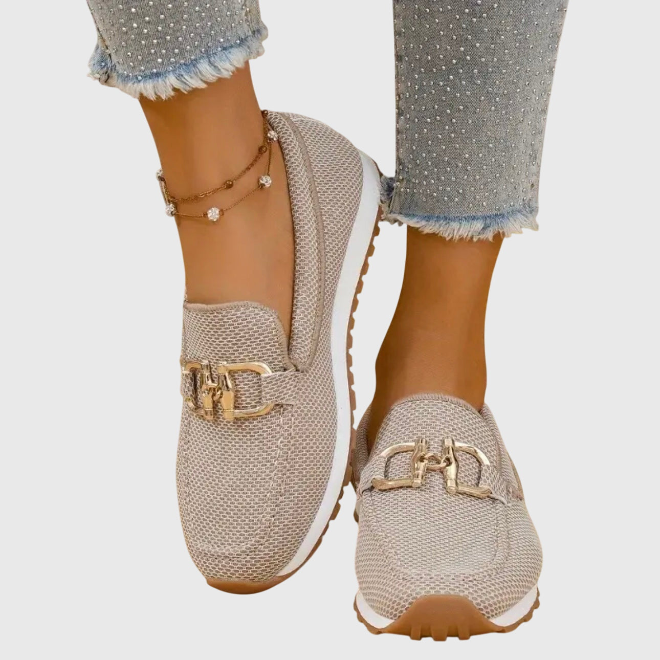 Damen Orthopädische Slip-On Loafer Metallakzent