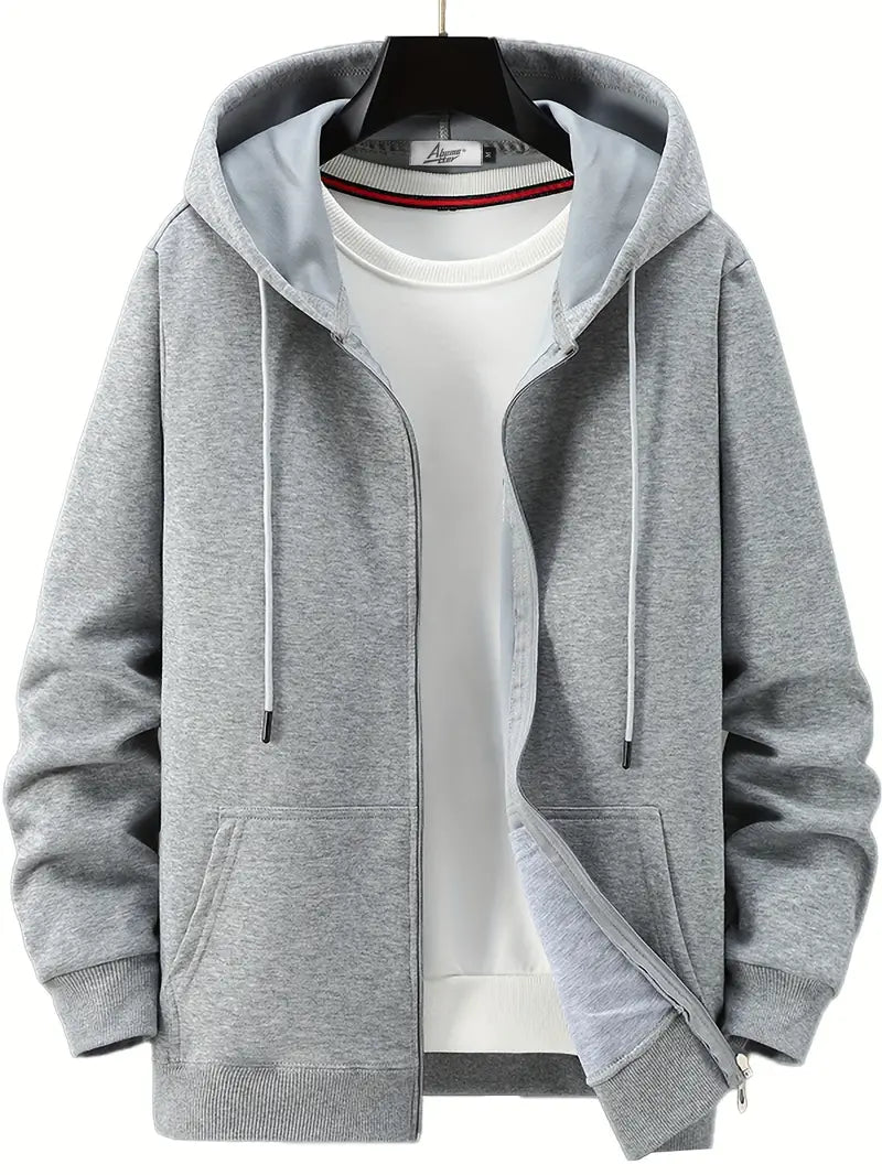Eveloria Herren Hoodie Full-Zip mit Kordelzug Braun