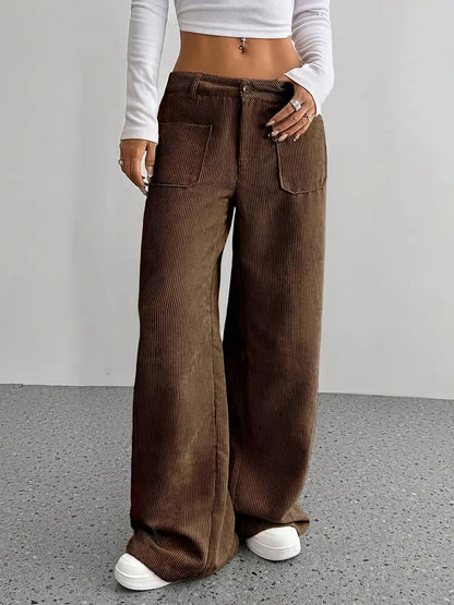 Eveloria Damen Cordhose Baumwollmischung Weit