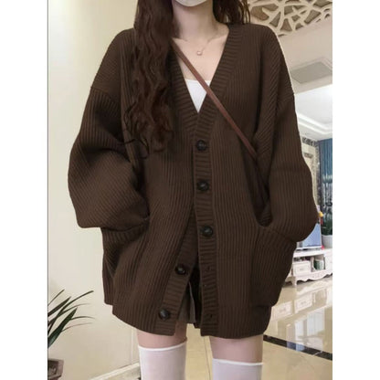 Damen Strickcardigan Knopfleiste Beige