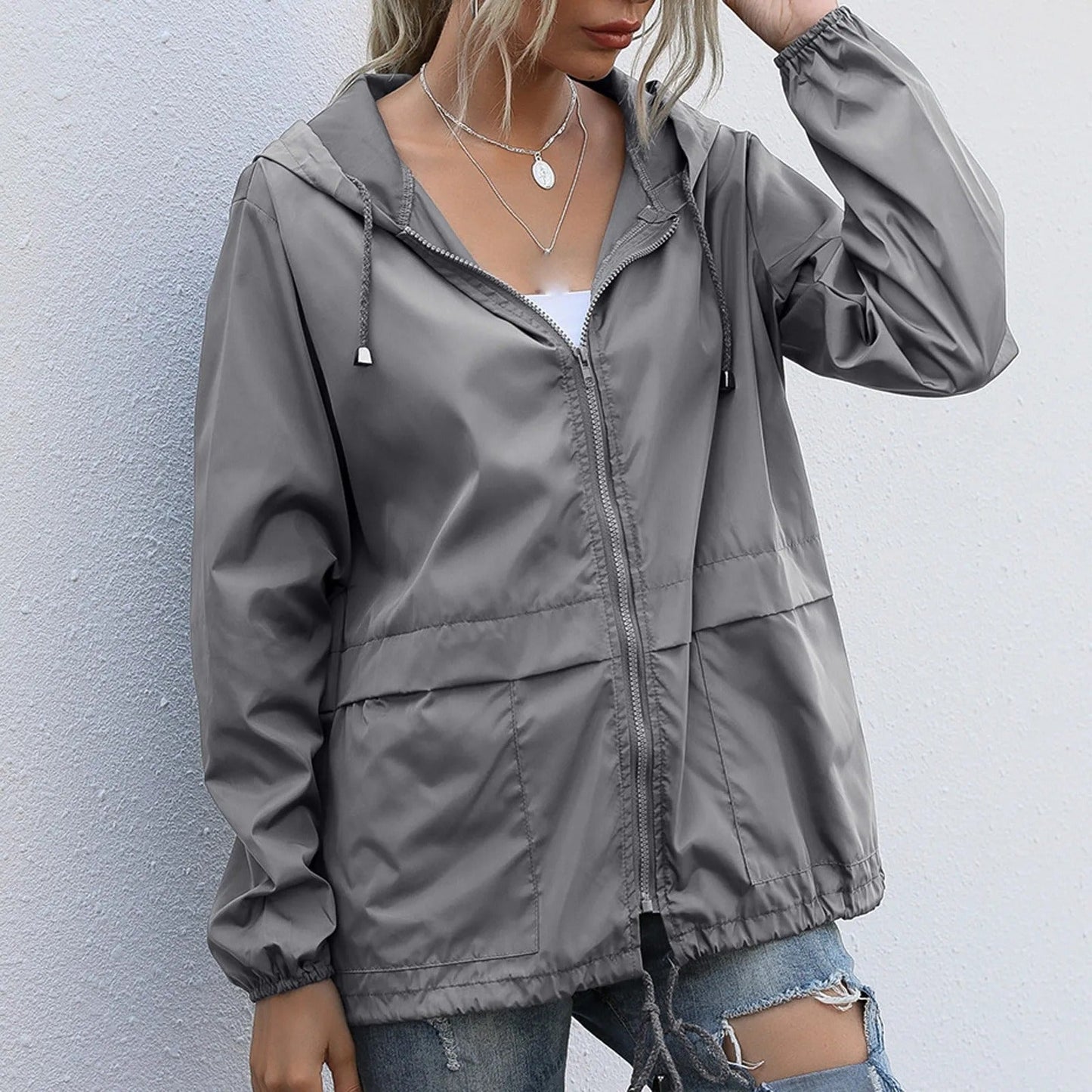 Eveloria Damen Leichte Windjacke Mit Kapuze