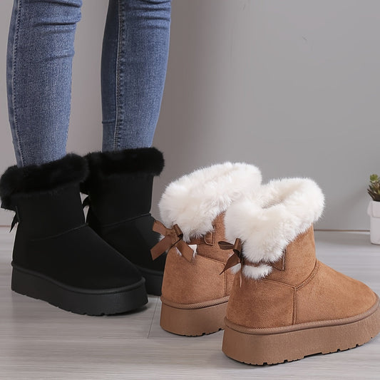 Damen Winterstiefel Warmes Plüschfutter Plattform Schwarz - Eveloria
