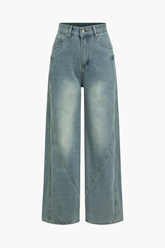 Damen Weite Jeans aus Denim Blau - Norvielle