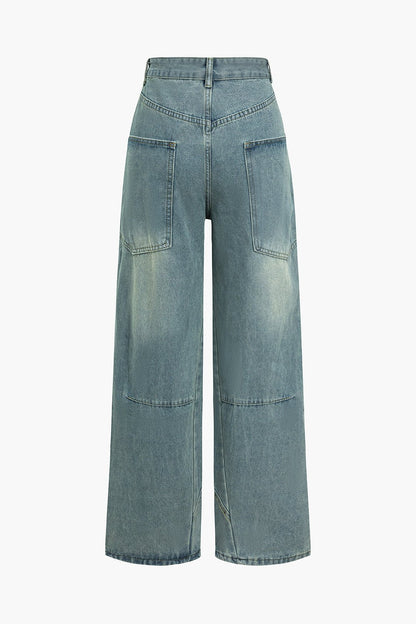 Damen Weite Jeans aus Denim Blau