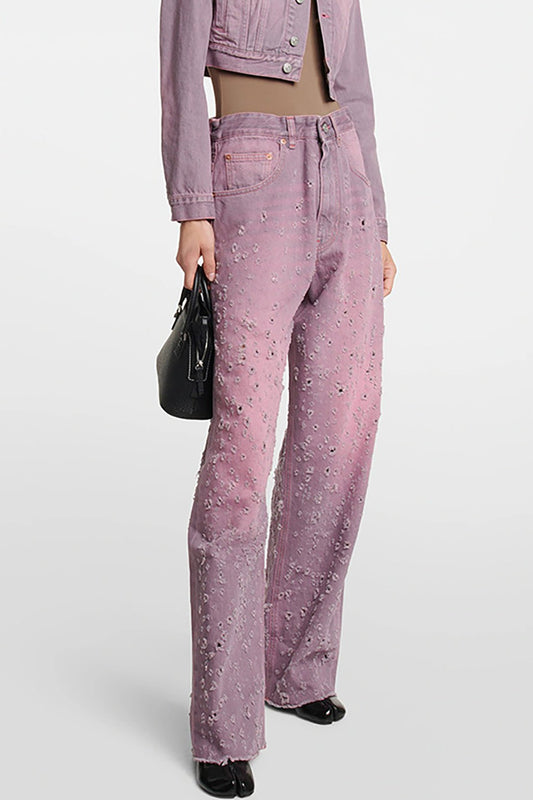 Damen Wide-Leg-Jeans Verwaschen Blau - Norvielle