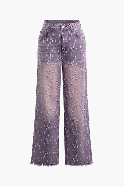 Damen Wide-Leg-Jeans Verwaschen Blau