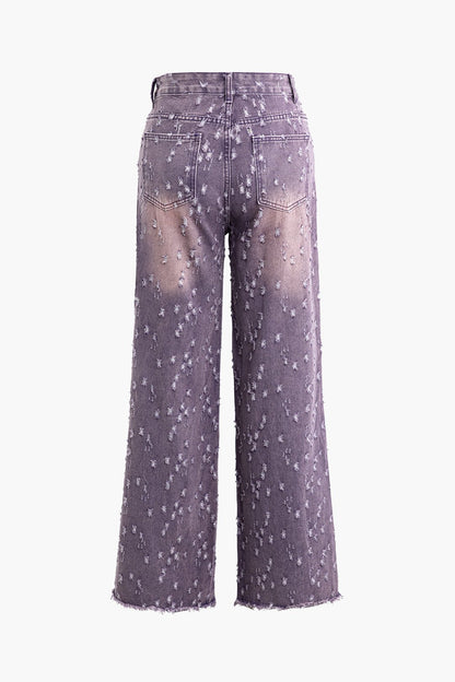Damen Wide-Leg-Jeans Verwaschen Blau