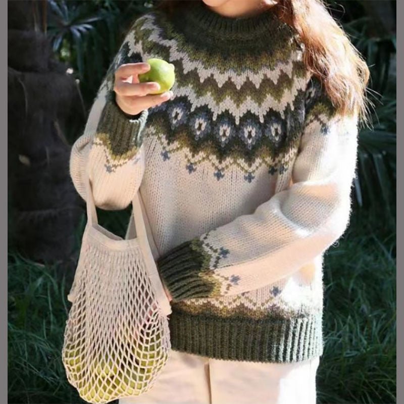 Damen Winterpullover mit Print Schwarz - Eveloria