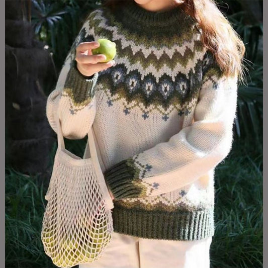 Damen Winterpullover mit Print Schwarz - Eveloria