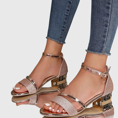Damen Sandalen Offene Spitze Blockabsatz