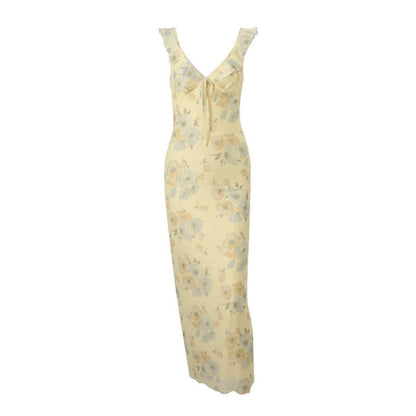 Eveloria Damen Strapskleid Vintagedruck Schmal Geschnitten