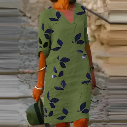 Damen Sommerkleid Blätterprint Mini