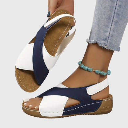 Damen Freizeit-Sandalen Offener Zehenbereich Zweifarbig