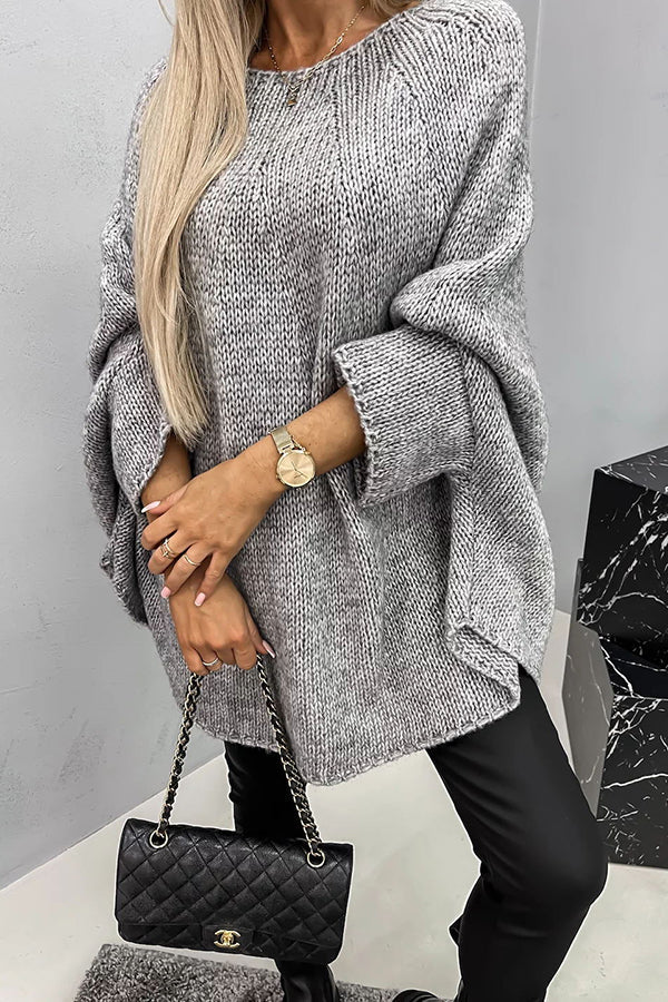 Eveloria Damen Strickpullover Rundhals Bequem