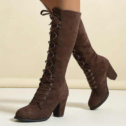 Damen Winterstiefel Knielang Bequem Schwarz - Eveloria