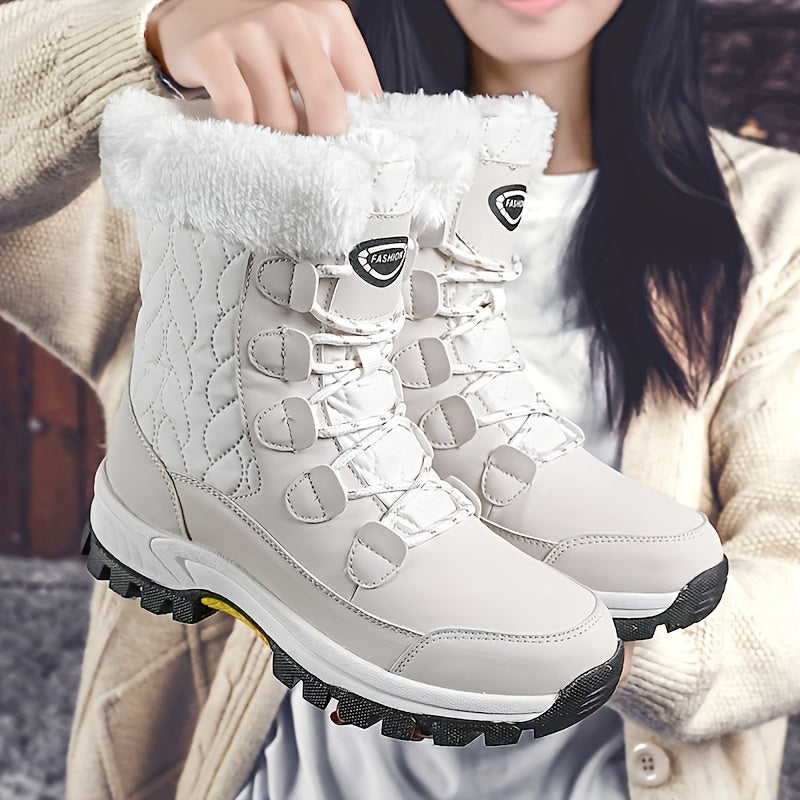 Damen Winterstiefel Schnürung Runder Kappe Warmes Innenfutter - Eveloria