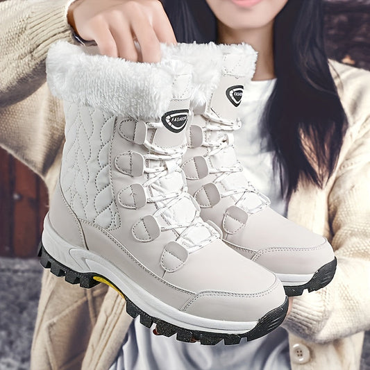Damen Winterstiefel Schnürung Runder Kappe Warmes Innenfutter - Eveloria