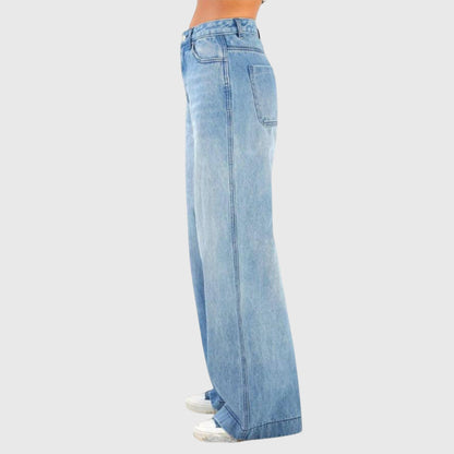 Damen Baggy Jeans Hose Blau