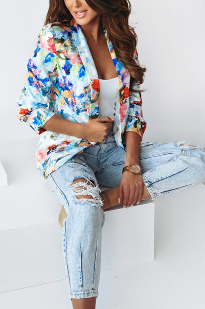 Damen Freizeitanzug Blazer Florale Revers Elegant Blazer