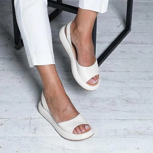 Damen Bequeme Sandalen aus Leder schlicht