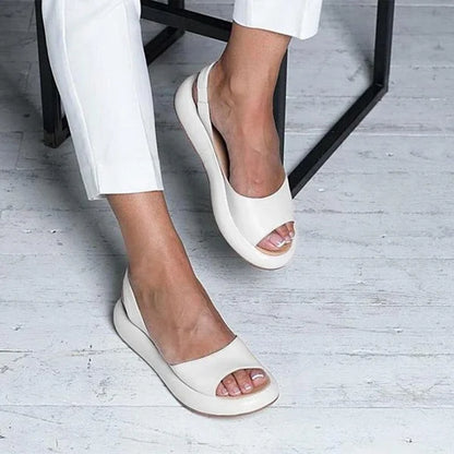 Damen Bequeme Sandalen aus Leder schlicht
