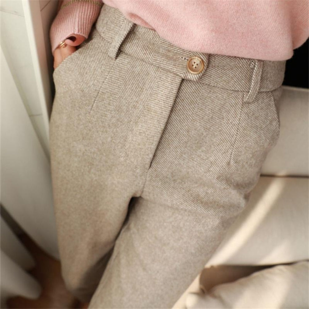 Damenhose Fischgrätenmuster Hohe Taille Gigliola