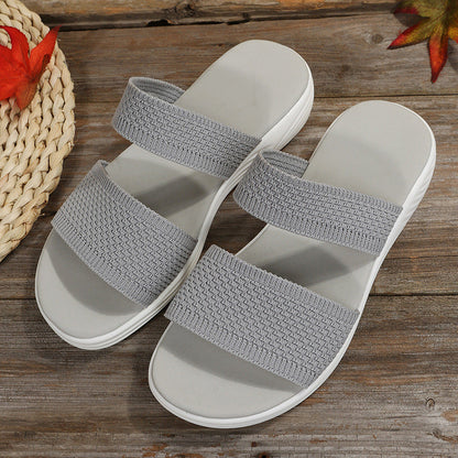 Damen Sandalen Leichte Komfortsandalen Elastisch Beige