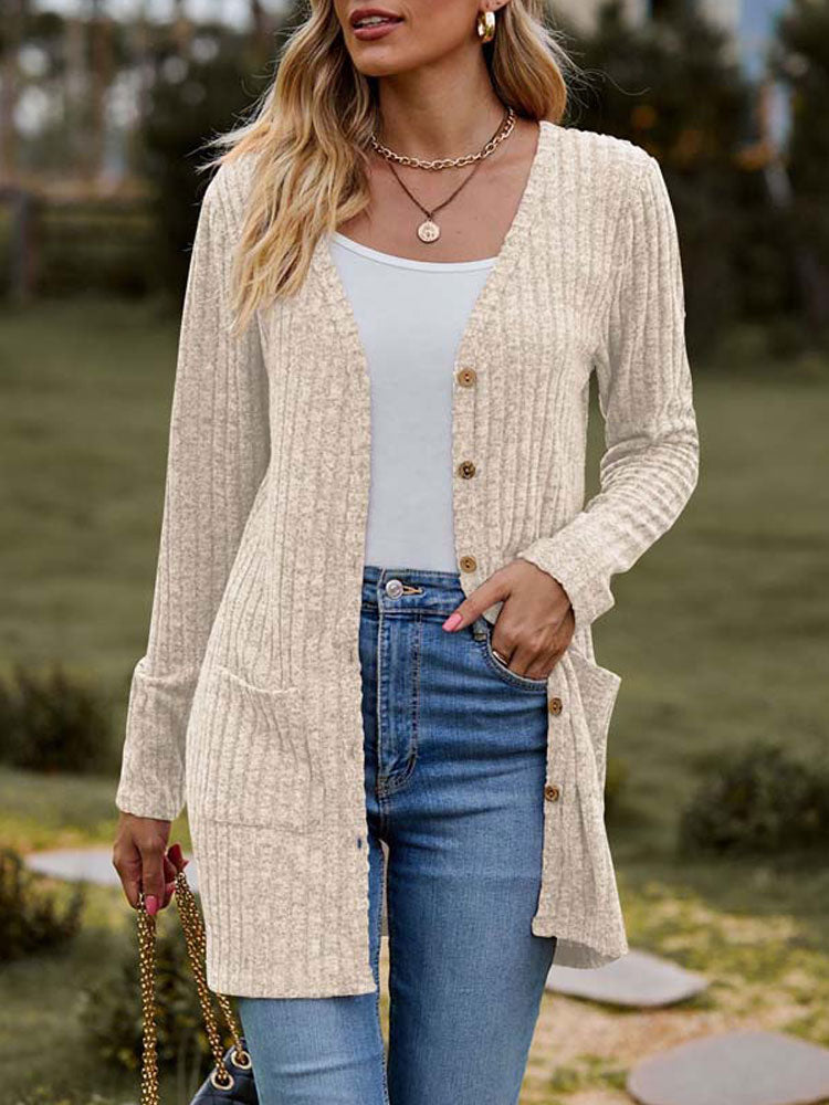 Damen Strickjacke Mit Taschen