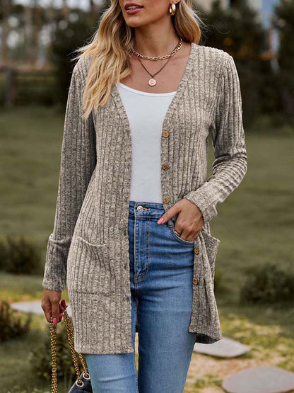 Damen Strickjacke Mit Taschen