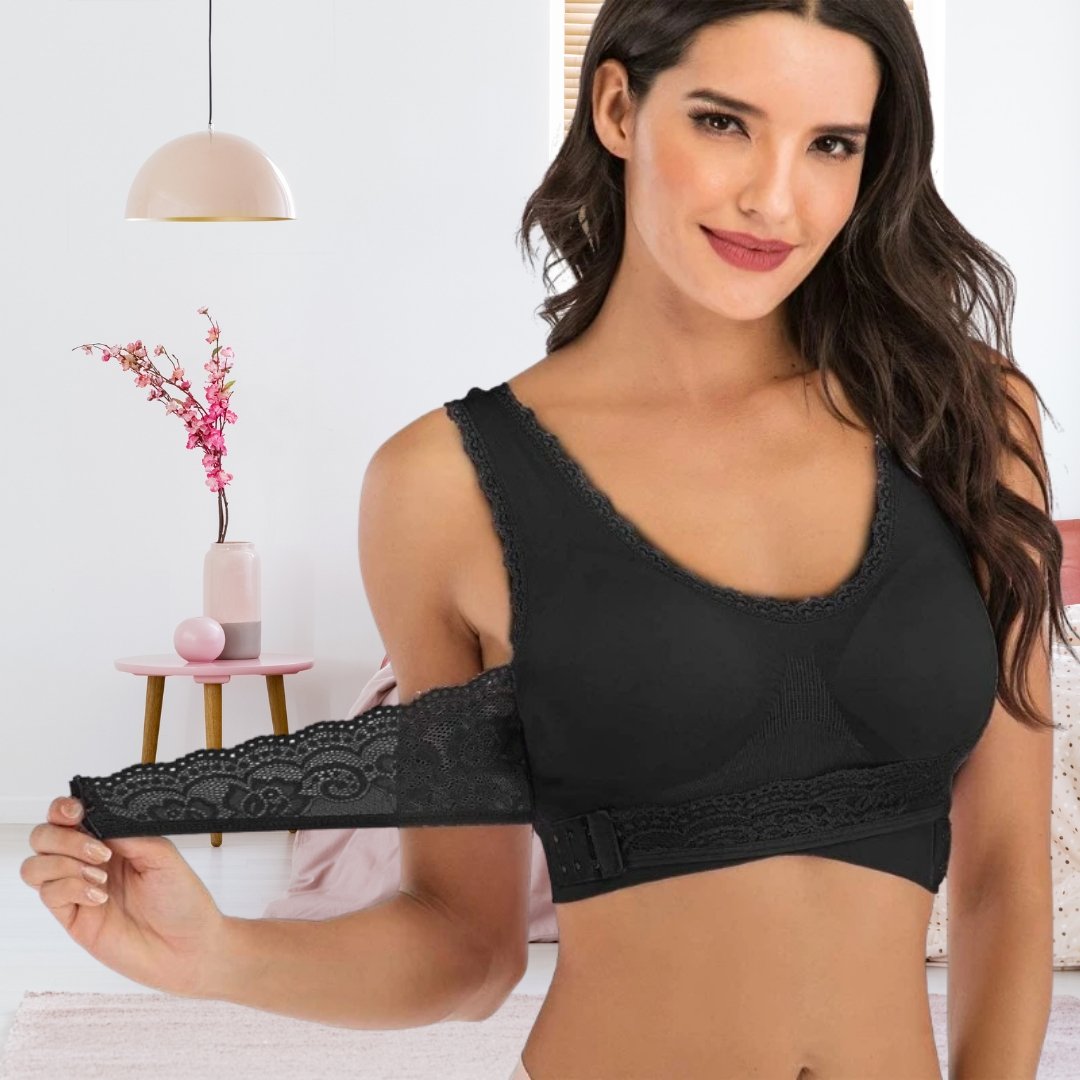 Damen Sport-BH Kabellos Gekreuzte Schnalle Schwarz - Eveloria