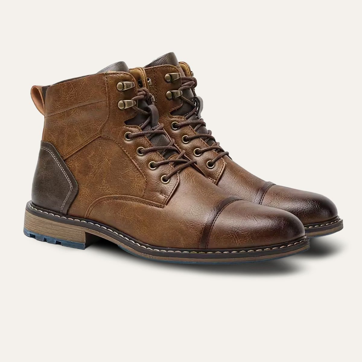 Herren Lederstiefel Vintage Ankle Boots Schwarz - Eveloria