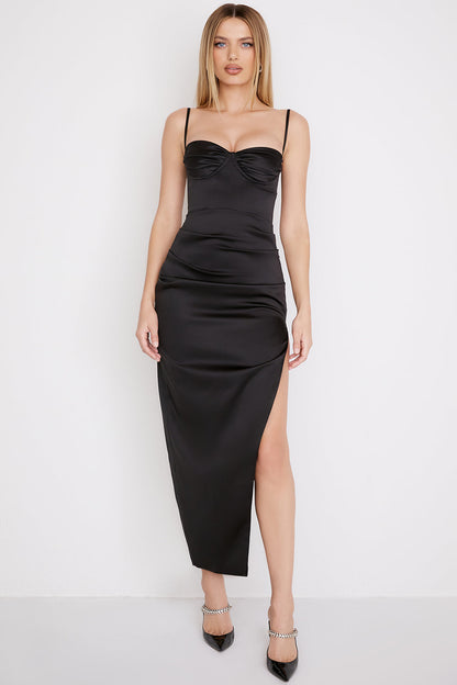 Eveloria Damen Midikleid Plissiertes Korsett