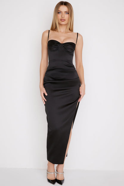 Eveloria Damen Midikleid Plissiertes Korsett