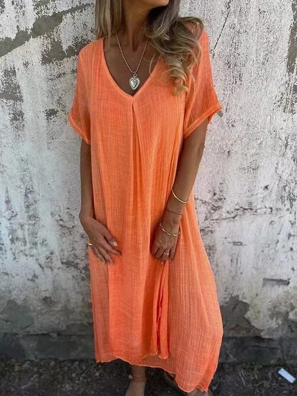 Damen Sommerkleid Leicht Baumwolle Pastell